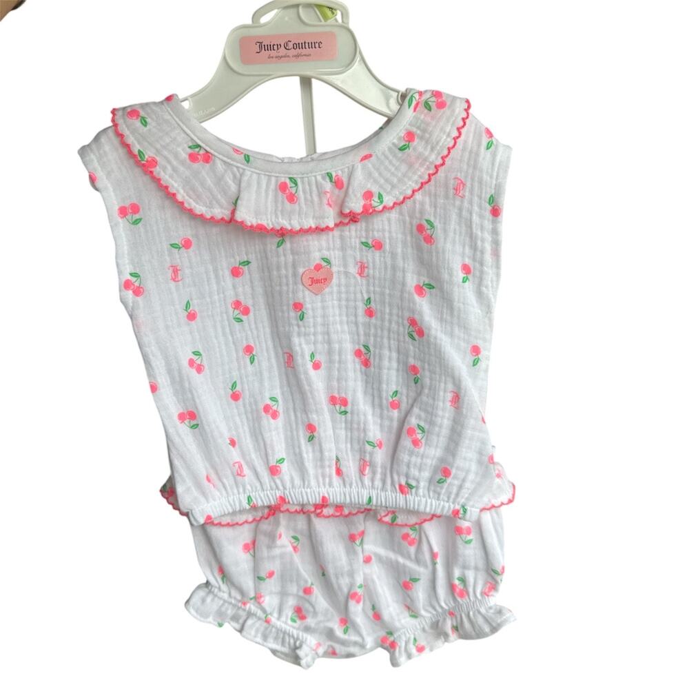 NWOT Juicy Couture 2-Piece Ruffle Trim Cherry Print